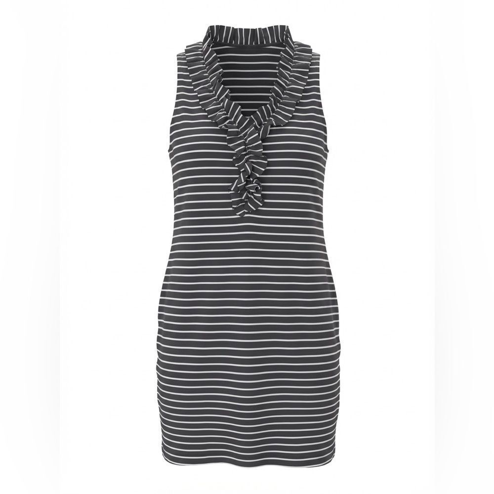 KATE SPADE WOMENS DRESS BLACK WITH WHITE STRIPES SIZE 4